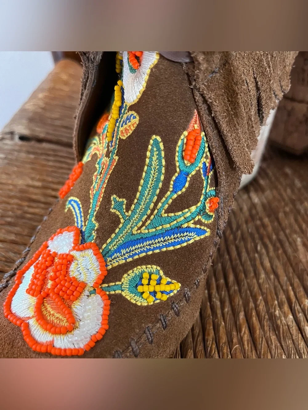 Tory Burch Huntington Suede Beaded Fringe Moccasin Booties